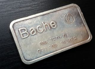 Bache One Ounce (1 Oz) Fine Silver.  999 Ingot photo