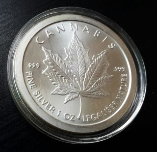 Sbsh 1 Oz.  999 Silver Proof Cannabis / Shield photo