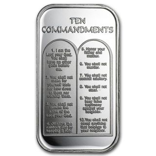 1oz - Ten Commandments -.  999 Pure Silver Bar - W/ Box & Air - Tite Case photo