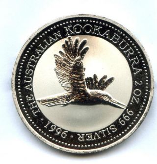1996 Australia $2 2oz Silver Kookaburra Coin photo