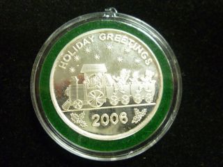 2006 Silver Round Holiday Greetings Xmas Ornament One Troy Oz.  999 Fine Silver photo