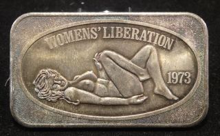 1973 Womens Liberation 1oz.  999 Fine Silver Bar Us Vintage Risque photo