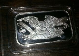 1 - Troy Ounce.  999 Fine Silver Bar  Old School Design Eagle And Shield photo
