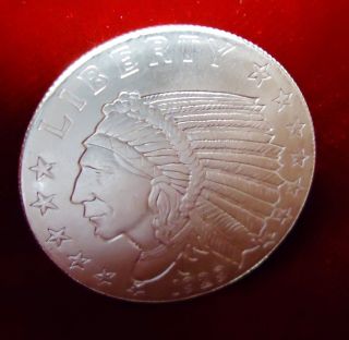 Incuse Indian Head Coin 1/2 Troy Oz.  999 Silver 1929 $5 Gold Piece Design photo