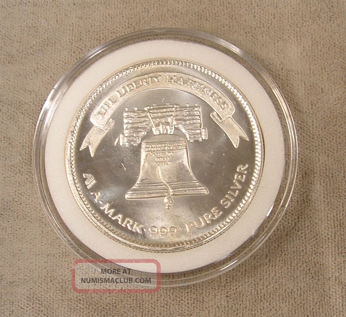 1oz. 999 Fine Silver Round / 1985 A - Mark Liberty Silver