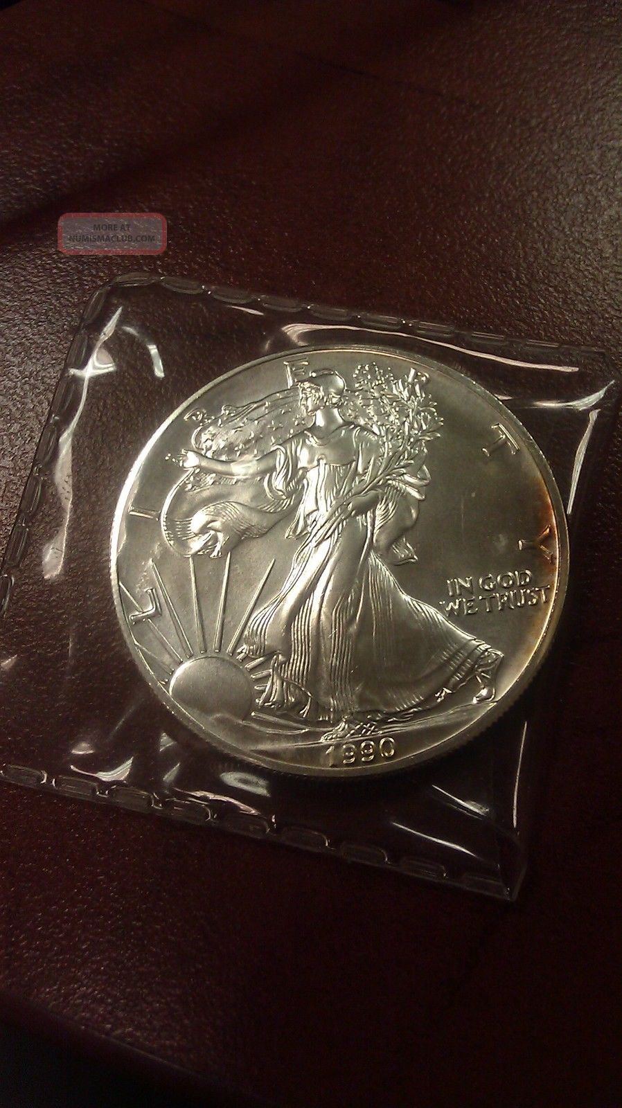 American 1990 Silver Eagle 1 Troy Oz 999 Fine Bullion Ase