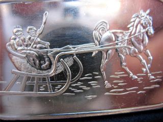 1 - Oz.  999 Silver Country Christmas Sleigh Ride Engravable Vintage Bar,  Gold photo