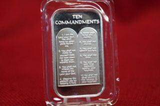 10 Commandments - 1oz.  999 Pure Silver Bar - Unc & In Plastic 1 Bar Only photo