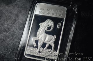 1/2 Oz Pure Silver Bar,  999 Fine Silver Bullion 2015 Year Of The Ram Design photo