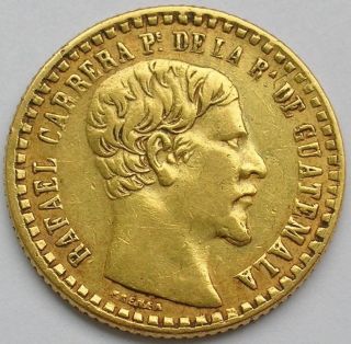 1860 Guatemala Gold Peso Coin Rafael Carrera photo