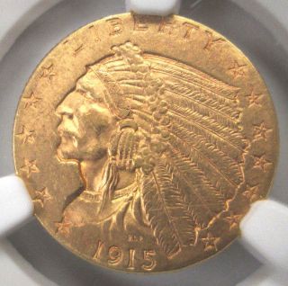 1915 United States $2.  5 Indian Head Gold Quarter Eagle Ngc Ms62 photo