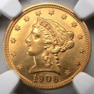 1906 United States $2.  5 Liberty Head Gold Quarter Eagle Ngc Ms62 photo