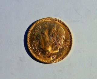 Mexico 5 Cinco Pesos,  1955, .  1206 Pure Gold photo