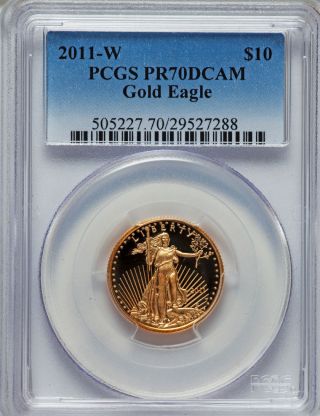 2011 - W $10 Quarter - Ounce Gold Eagle Pr70 Deep Cameo Pcgs - Gold Is Love Give Gold photo