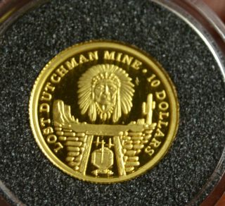 2006 Cook Islands Gold Proof $10 Dollars Coin The Lost Dutchman Gold Mine photo