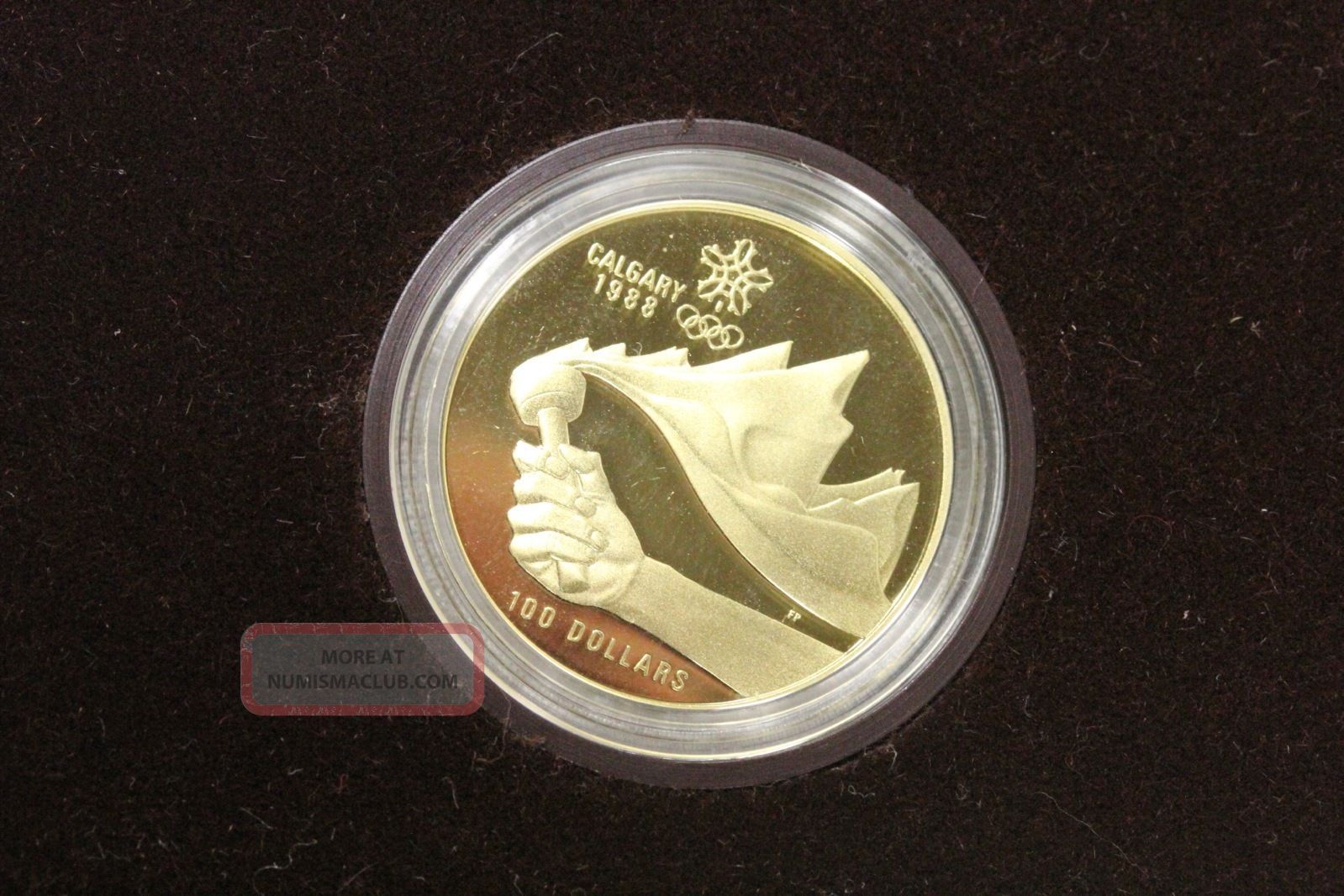 1987 Canada $100 1988 Calgary Olympics 1/4 Troy Oz Of Pure Gold Proof Coin