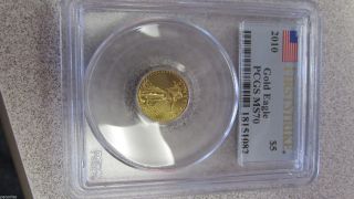 2010 Us American Gold Eagle 5.  00 Coin Pcgs First Strike Graded Ms70 Perfect photo