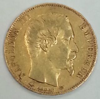 1856 A 20 Francs.  1867 Oz Gold Emperor Napoleon Iii France.  900 Fine Rare photo