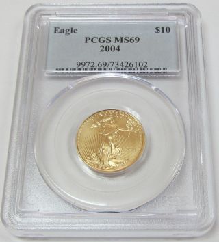 2004 $10 American Gold Eagle 1/4th Oz Pcgs Ms69 photo