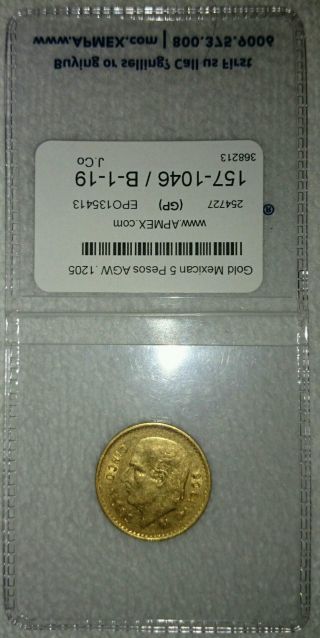 Mexican Gold 5 Pesos Coin photo