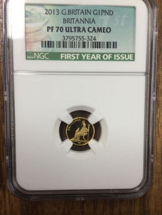 1/20 Oz Proof.  9999 Fine Gold Ngc Pf70 Britannia First 53 Of 1500 photo