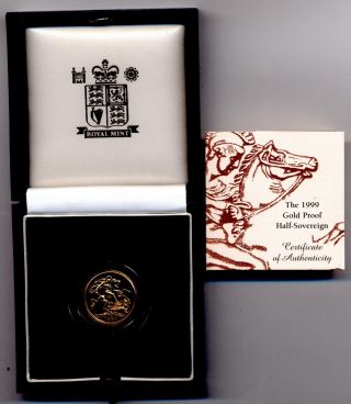 1999 Gold Proof Half Sovereign Royal Boxed/certificate St George & Dragon photo