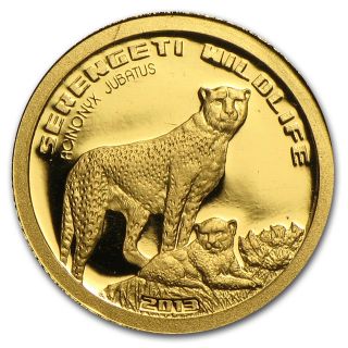 2013 Tanzania 1/2 Gram Gold Serengeti Wildlife Coin - Cheetah - Sku 79486 photo