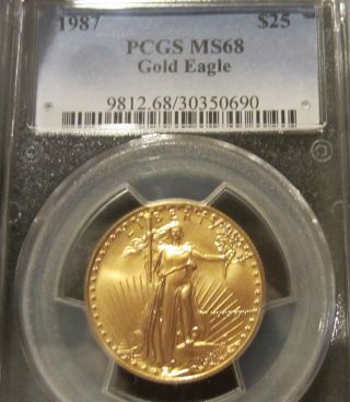 1987 $25 1/2 Oz Gold American Eagle Pcgs Ms 68 Better Date 1987 / Mcmlxxxvii photo