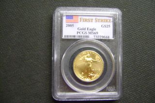 Pcgs Graded Ms 69 2005 First Strike Gold Eagle $25 photo