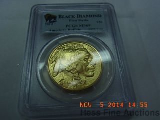 Rare 1st Strike Black Diamond 2014 Pcgs Ms69 American Buffalo $50 Gold Coin photo