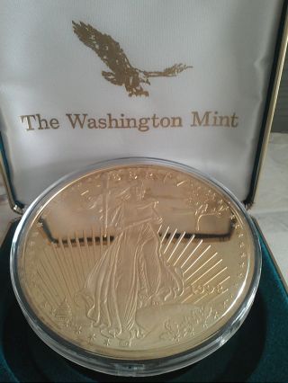 Washington 1998 Giant One Quarter Pound.  999 Pure Silver Layered 24kt Gold photo