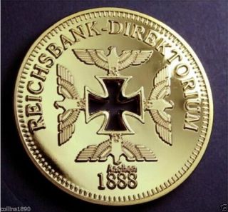 1888 Aachen Reichsbank German Deutschland Gold Plated Coin Unc Proof 24k 999 photo