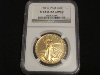 1986 W American Eagle - 1 Oz $50 Gold Proof - Ngc Certified - Pf68 Ultra Cameo photo