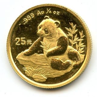 1998 Chinese Gold Panda 1/4 Oz.  999 Fine Gold Rare Date Hucky photo
