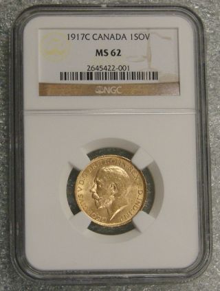 Canada - 1917 C - Gold Sovereign - Ngc Ms 62 photo