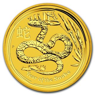 2013 1/10 Oz Gold Australian Perth Lunar Year Of The Snake Coin - Sku 71324 photo