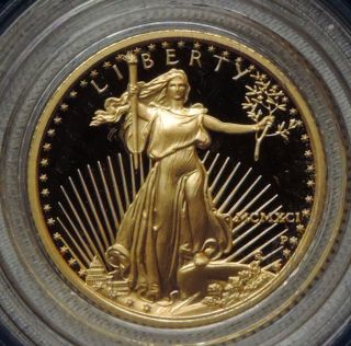 1991 Gold American Eagle 1/10th Oz.  Proof.  Complete And. photo