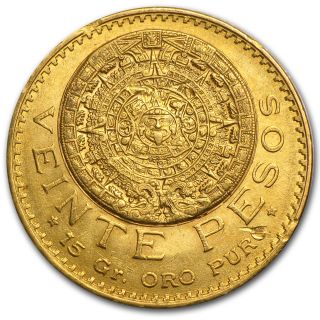 1919 Mexican Gold 20 Pesos Coin - Extra Fine - Sku 83575 photo