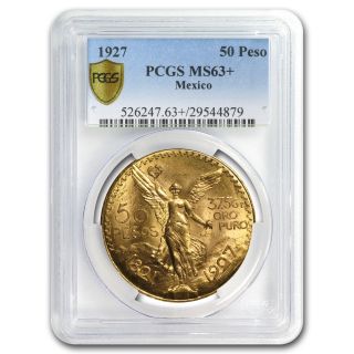 1927 Mexico 50 Pesos Gold Coin - Ms - 63,  Pcgs - Secure Plus - Sku 82896 photo