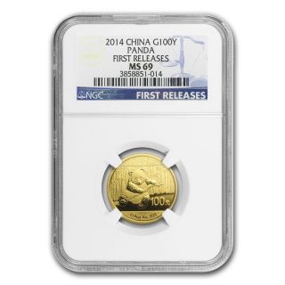 2014 1/4 Oz Gold Chinese Panda Coin - Ms - 69 First Releases Ngc photo