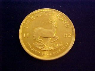 1982 South African 1/4 Krugerrand 1/4oz Fine Gold Coin Bullion Look photo