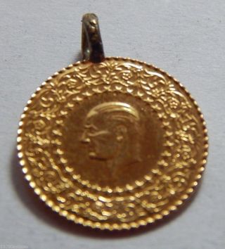 2003 Turkey Gold 25 Kurush Coin With Loop For Jewelry -.  0517 Troy Oz Actual Gold photo