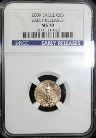 2009 $5 Gold Eagle Ngc Ms 70 Early Releases 022 photo