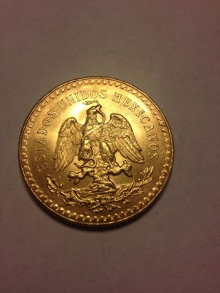 1947 Mexico 50 Pesos 1.  2 Oz.  37.  5 Grams Gold Bullion Coin.  Great Shine photo
