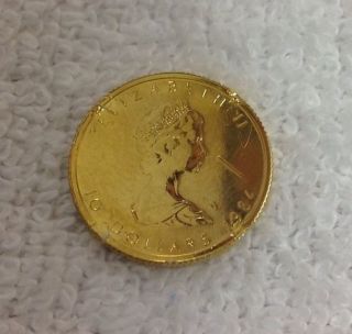 1984 1/4 Ounce Candian Maple Leaf.  9999 Gold Coin photo