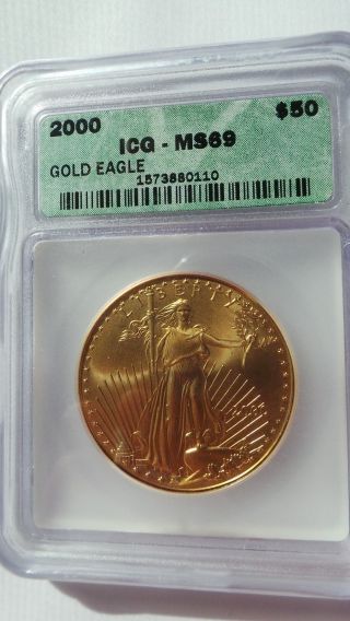 2000 $50 American Eagle Icg - Ms69 In 1 Oz Pure Gold photo
