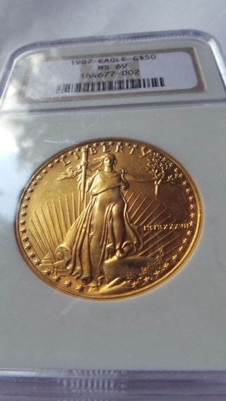 1987 $50 1 Ounce Gold Eagle Ngc - Ms69 photo