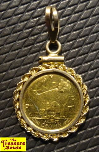 Isle Of Mann 1991 Norwegian Cat.  999 Fine Gold Bullion Coin 1/25 Oz Crown W/14k photo