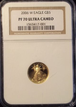 2006 W American Gold Eagle $5 Ngc Pf70 Ultra Cameo 1/10 Oz photo