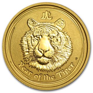 2010 1/10 Oz Gold Australian Perth Lunar Year Of The Tiger Coin - Sku 54865 photo